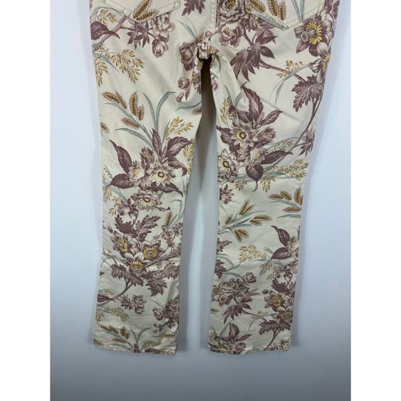 Anthropologie Floral Boot Cut Jeans - Cream and Brown - Picture 13 of 13